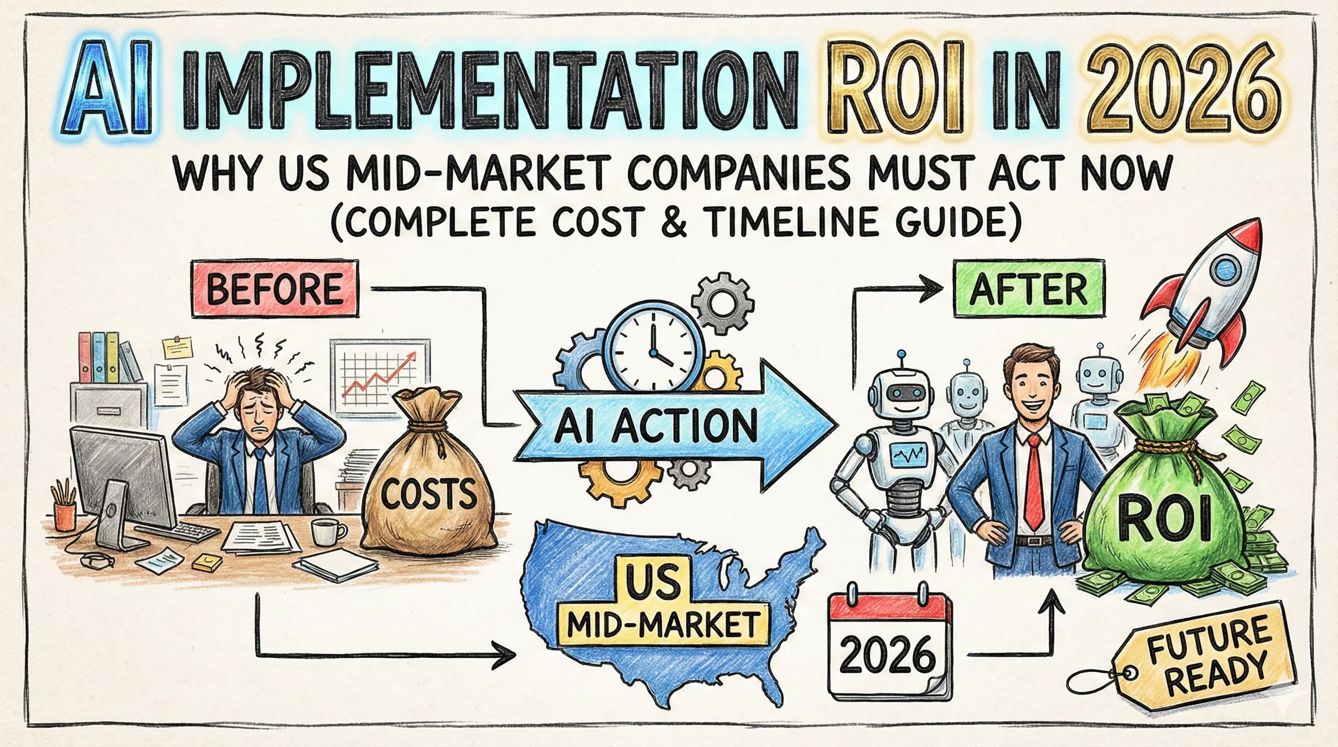 AI Implementation ROI in 2026: Why US Mid-Market Companies Must Act Now (Complete Cost & Timeline Guide)