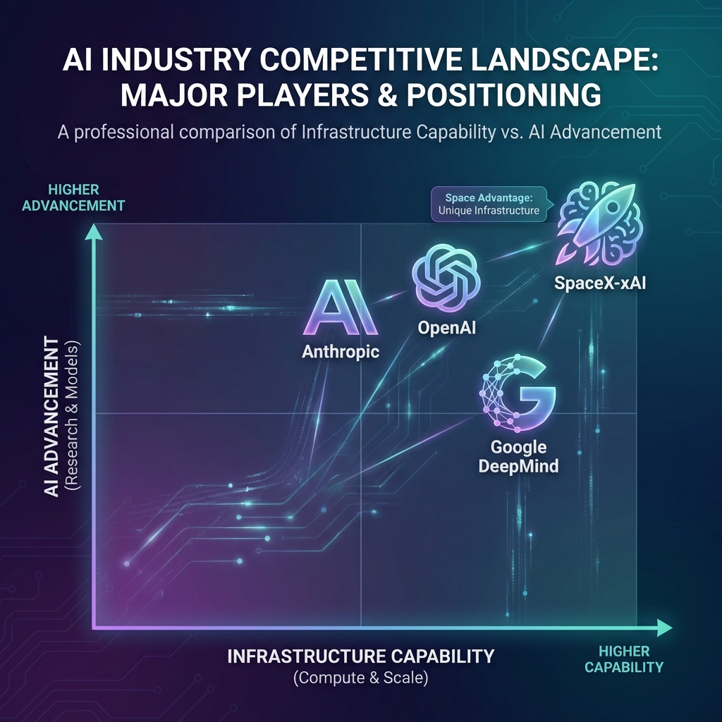 AI Industry Competitive Landscape 2026 - SpaceX-xAI, OpenAI, Google DeepMind, Anthropic Positioning