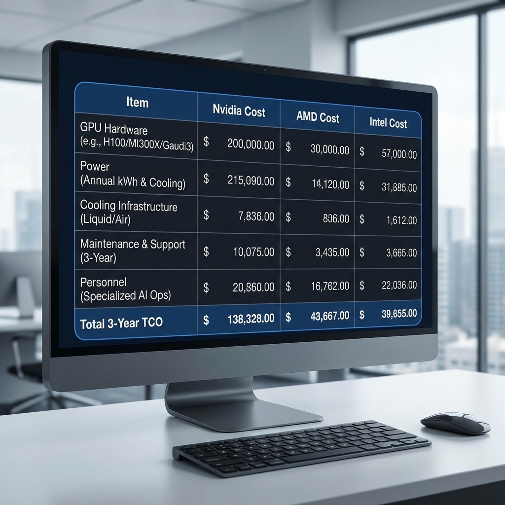 Cost analysis table for AI infrastructure