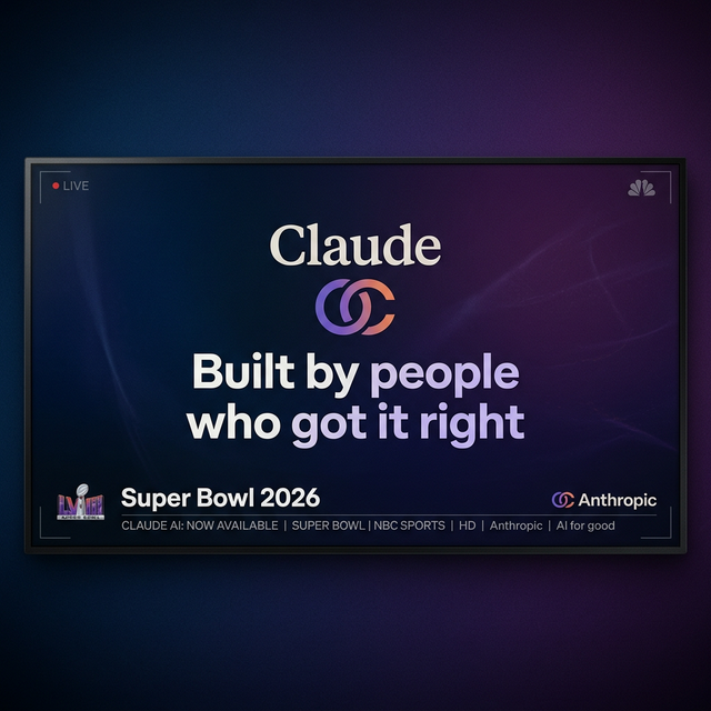 Anthropic Super Bowl ad 2026 screenshot Claude AI tagline built by people who got it right attacking OpenAI safety