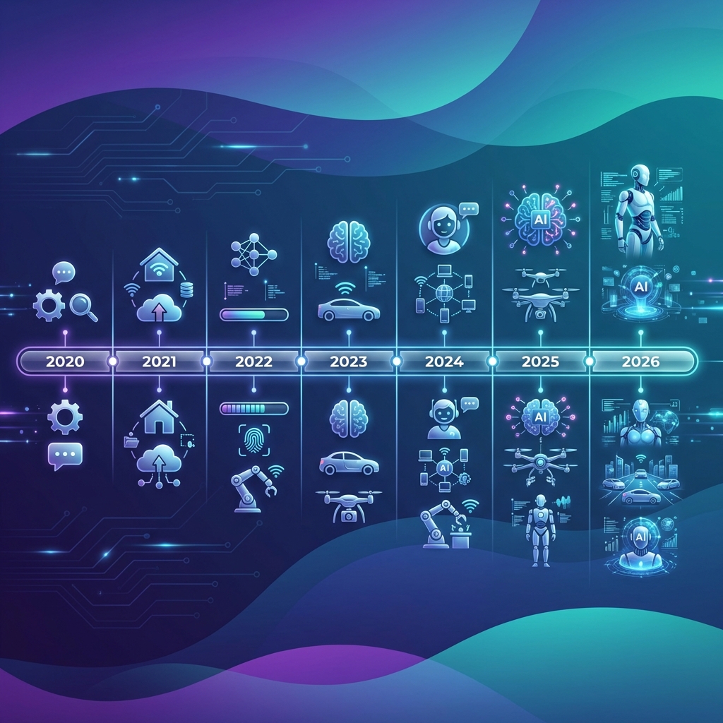 AI agent evolution timeline from chatbots to fully autonomous agents 2026-2030