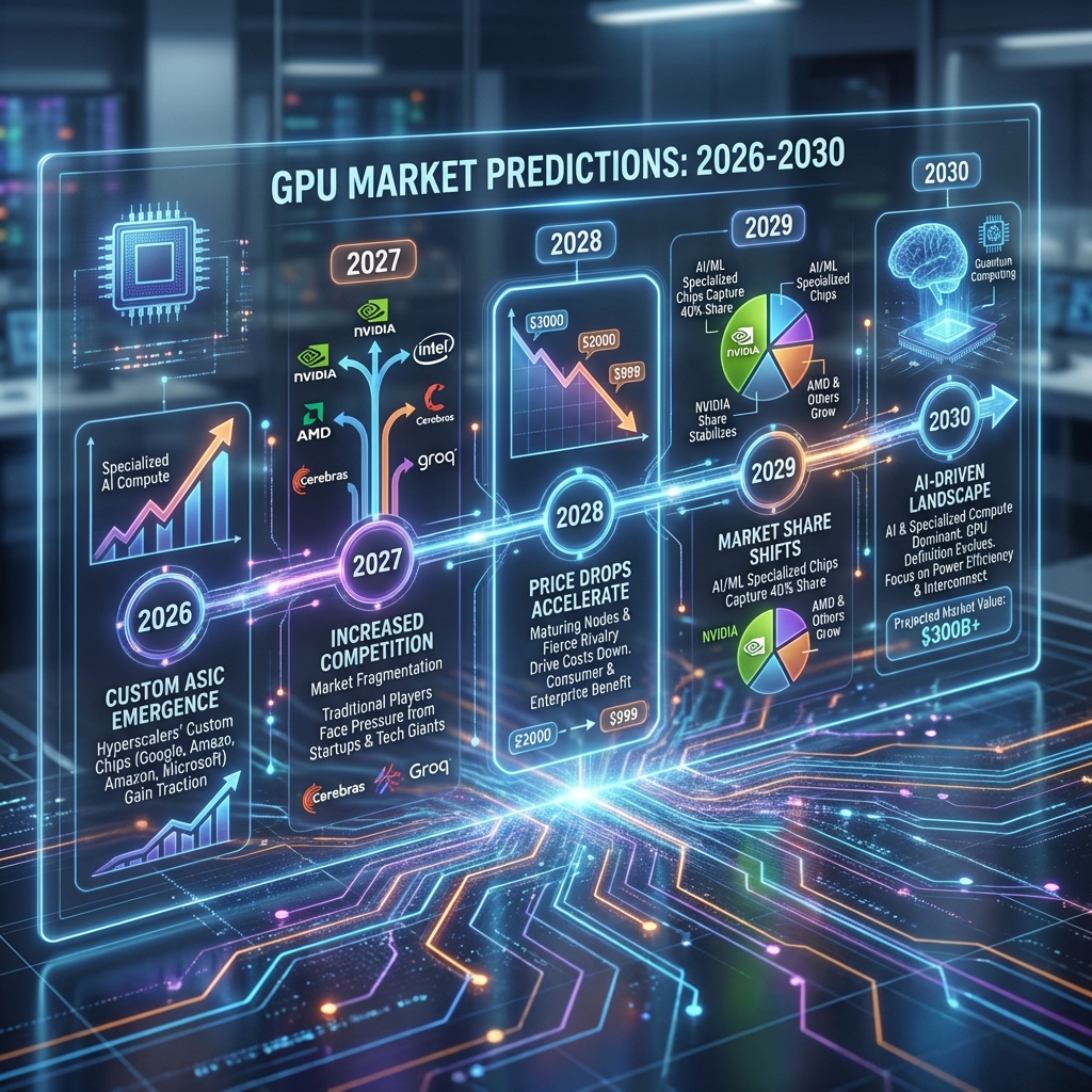 AI GPU market predictions timeline 2026 to 2030 Intel vs Nvidia vs AMD competition