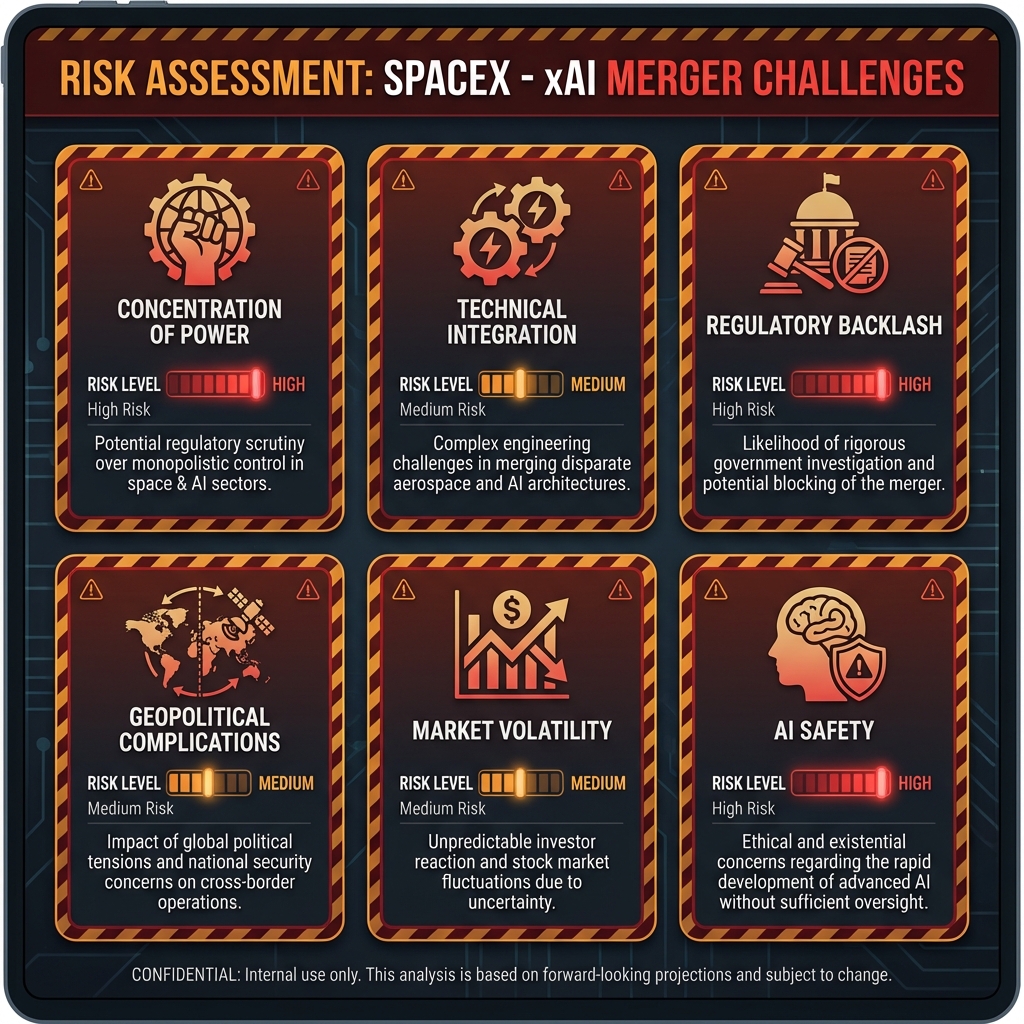 SpaceX-xAI Merger Risk Assessment - Concentration of Power, Technical Integration, Regulatory, Geopolitical Challenges