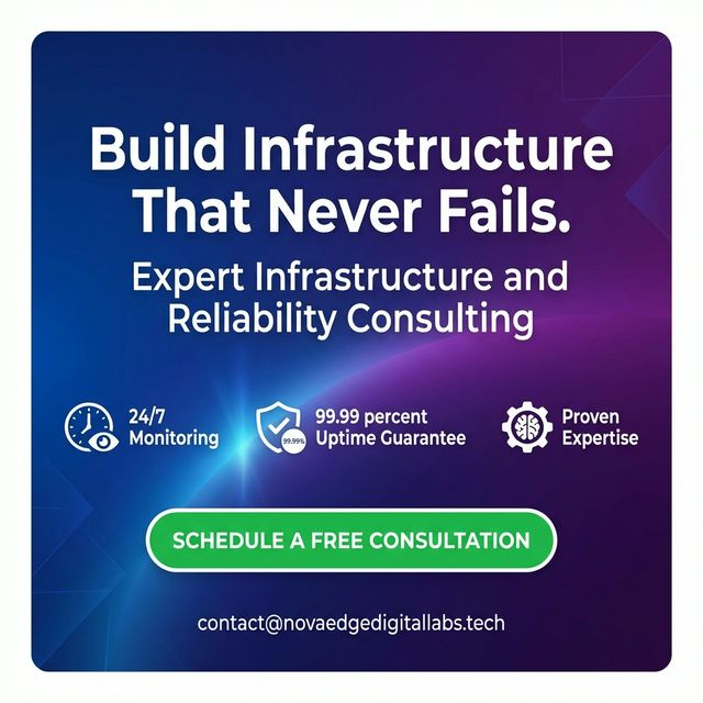 NovaEdge Digital Labs consultation call to action banner promoting infrastructure reliability consulting services