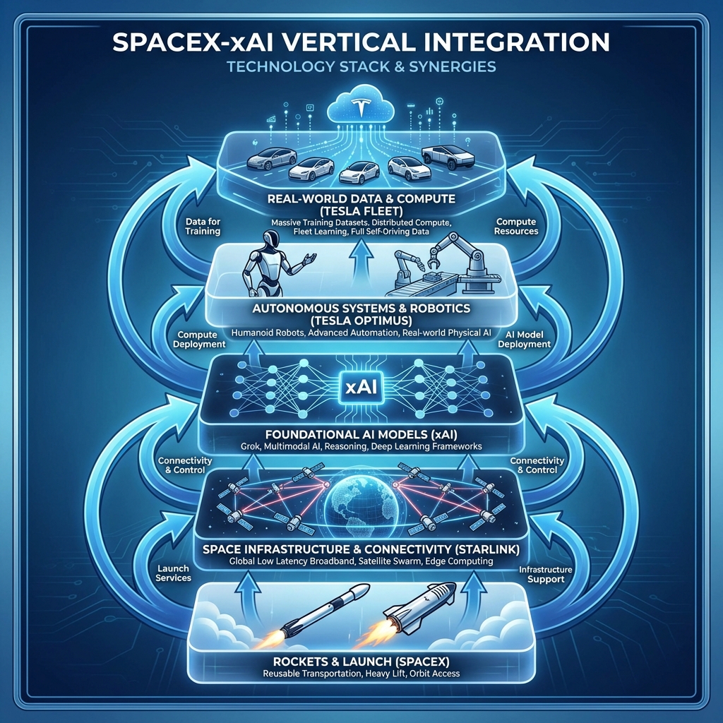 SpaceX-xAI Vertical Integration Technology Stack - Rockets, Satellites, AI, Robotics, Data Synergies